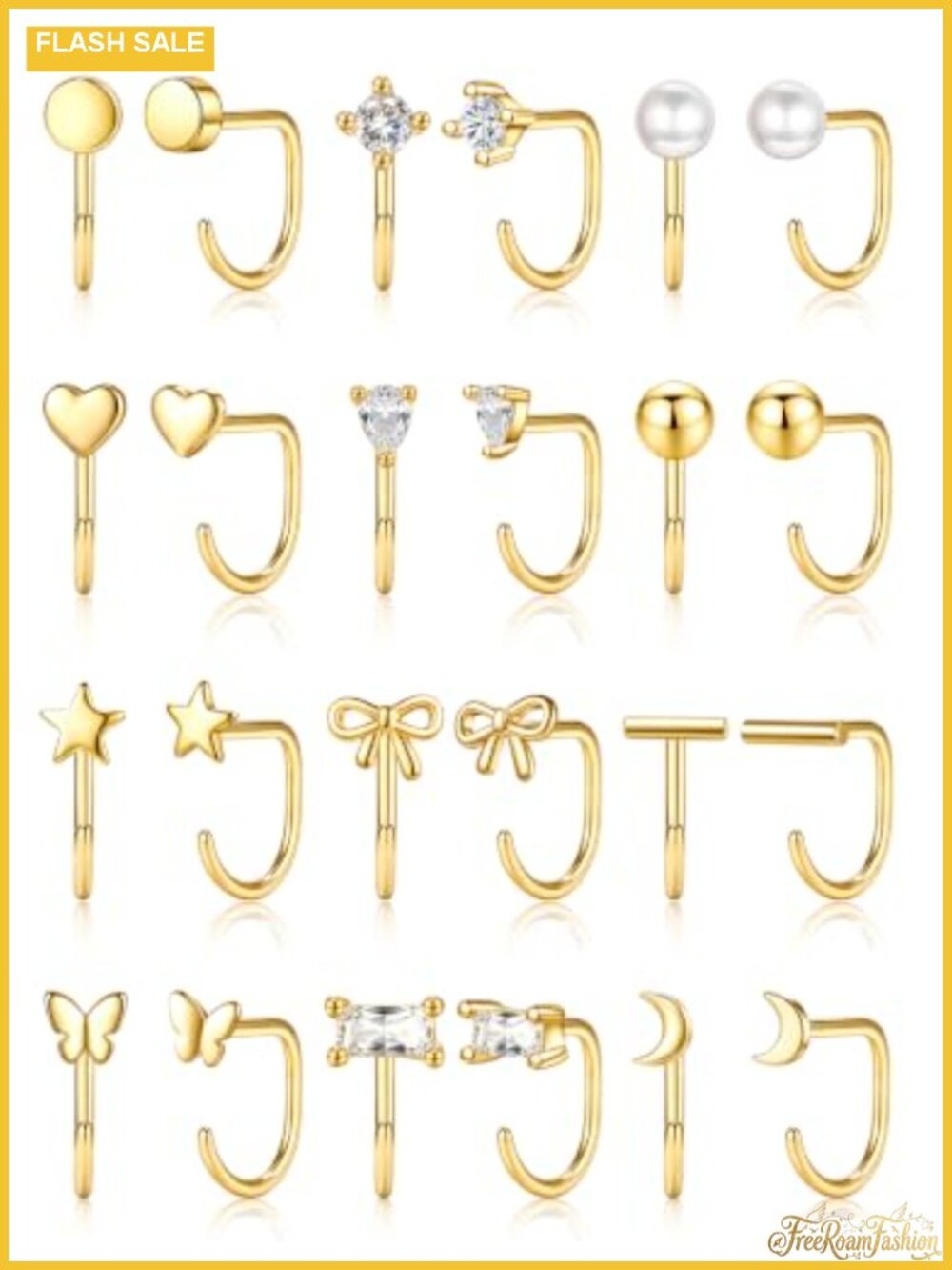 Hypoallergenic Backless Half Hoop Earrings for Women, Stainless Steel,